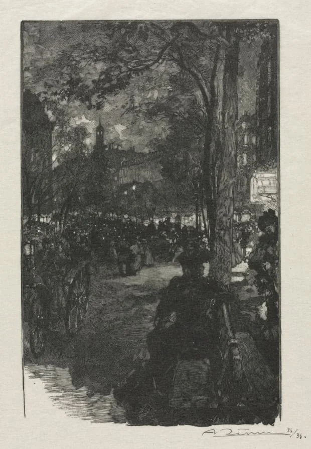 Boulevard Montmartre, Evening, by Auguste Lepère, 1890