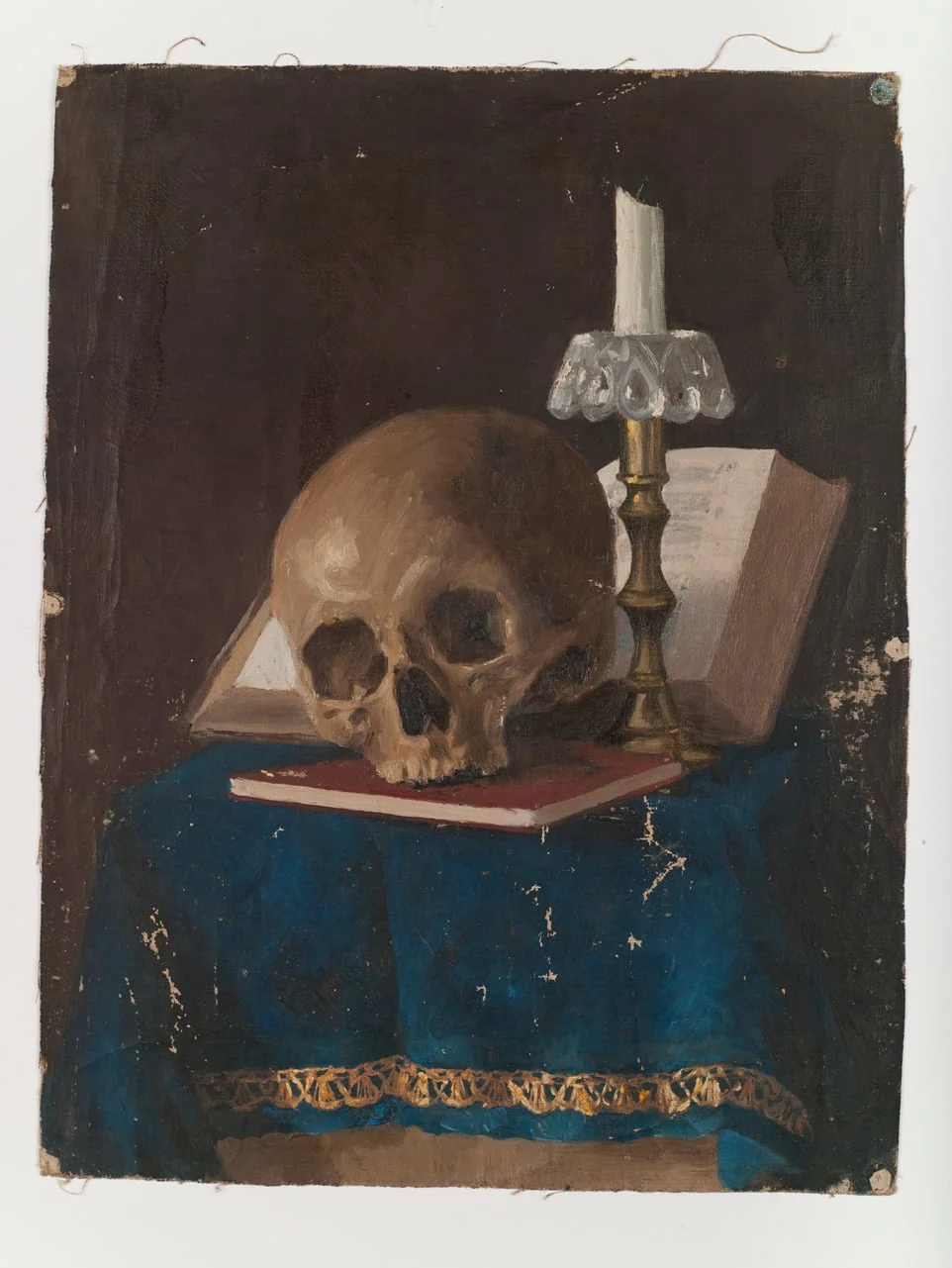 Asetelma, pääkallo ja kynttilä, by Akseli Gallen-Kallela, unspecified