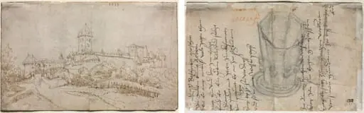 View of a Castle (recto); Eight-Sided Cup (verso)