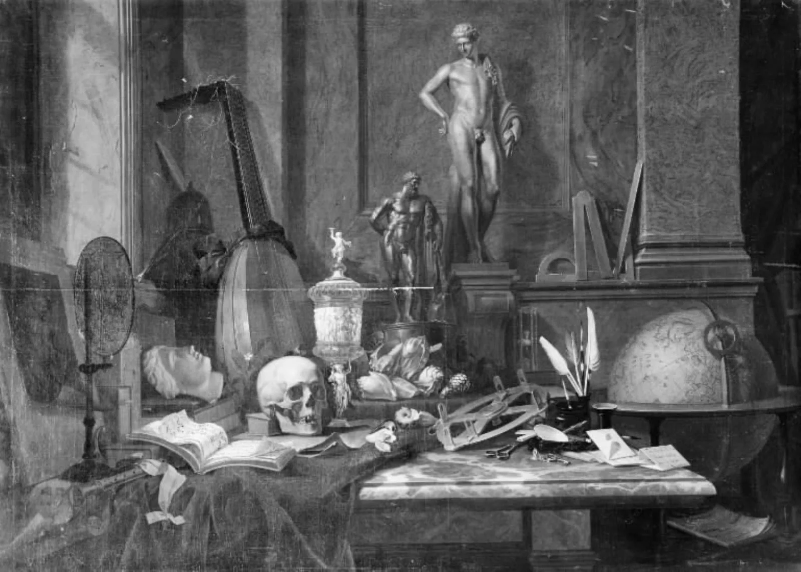 Opstilling. Allegori på forkrænkeligheden, by Unknown, 1704