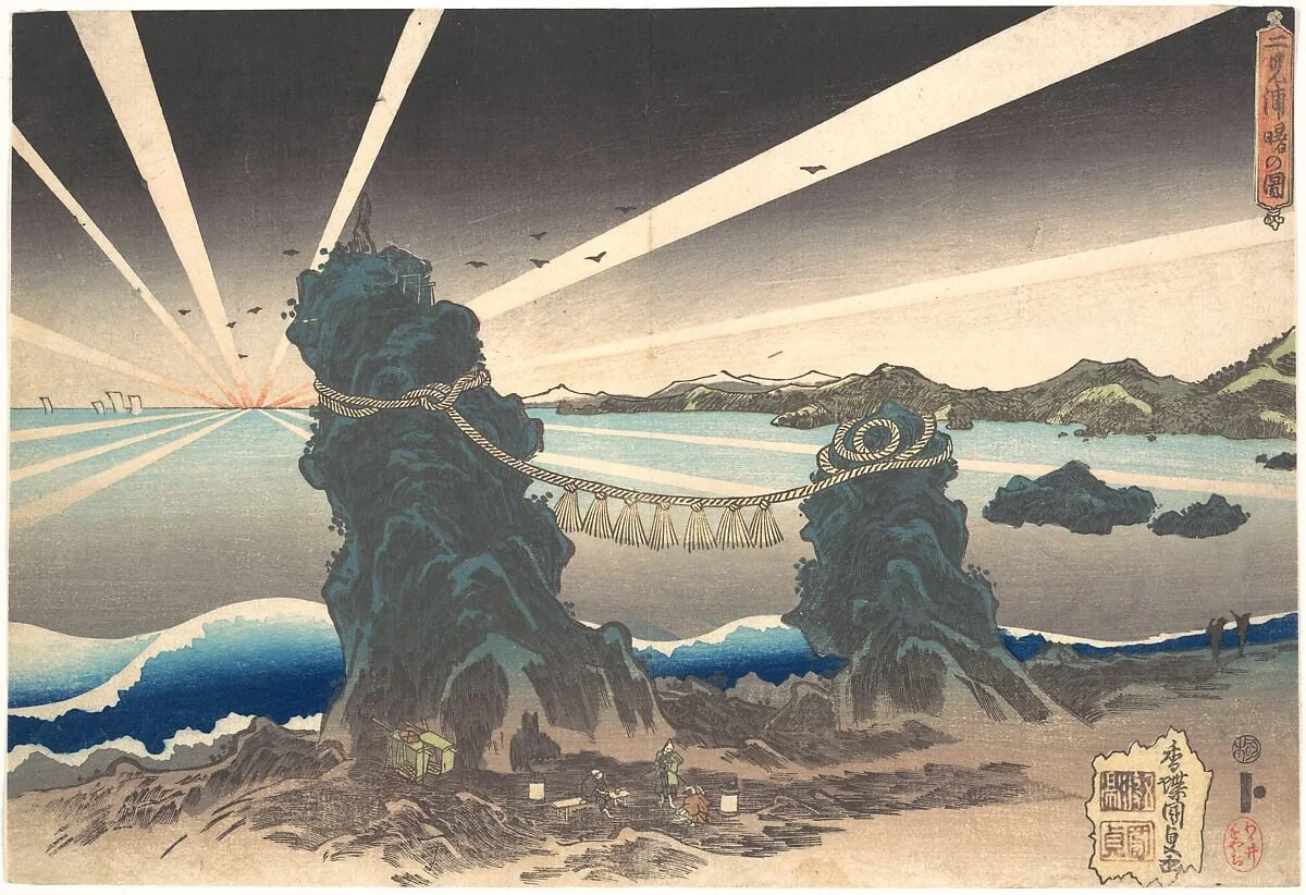 Futami-ga-ura akebono-no kuni|Futami-ga-ura Rocks at Ise, Land of Dawn