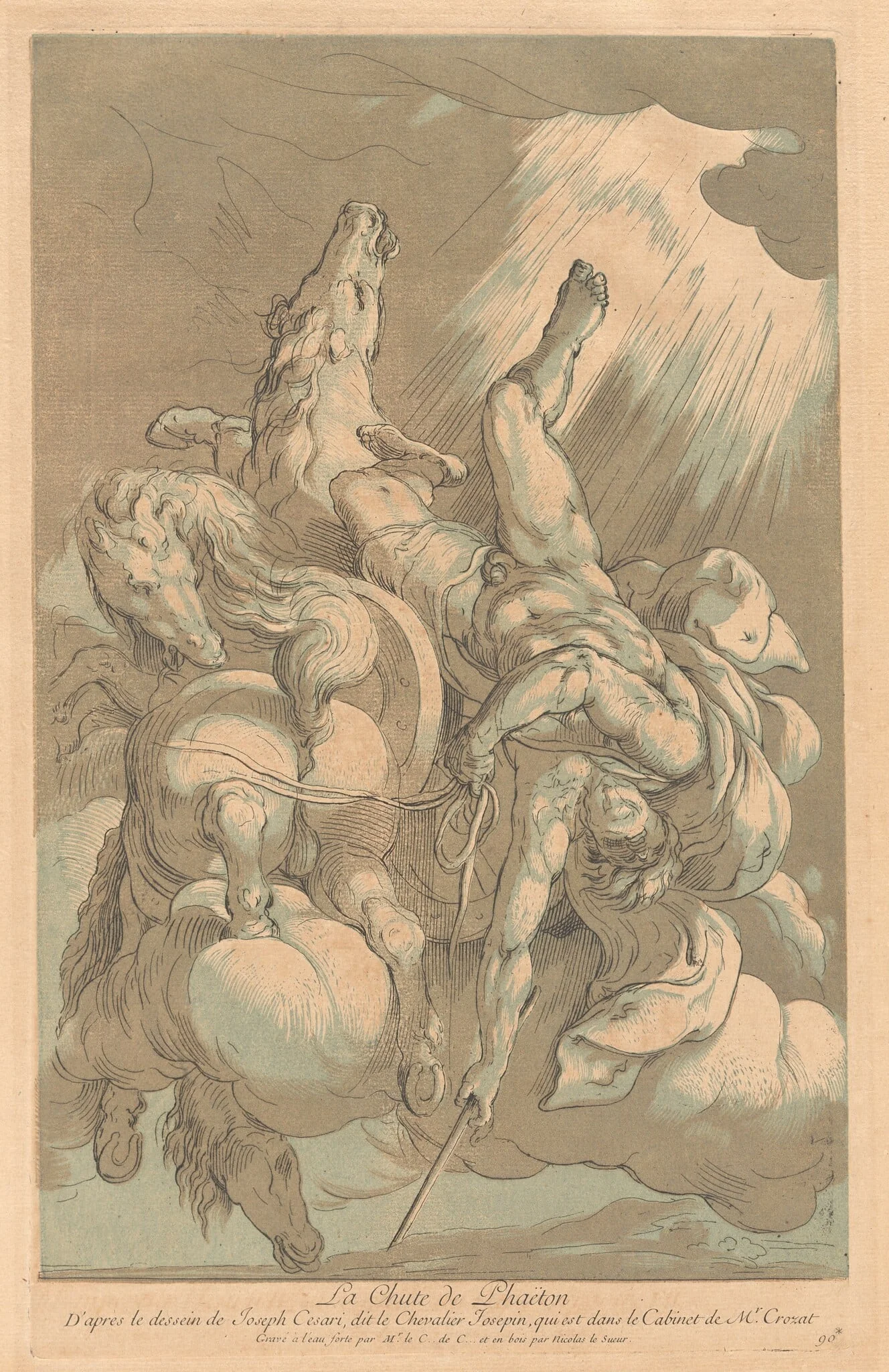 La Chute de Phaëton (The Fall of Phaeton), by Anne-Claude-Philippe de Tubières, comte de Caylus, ink, 1736