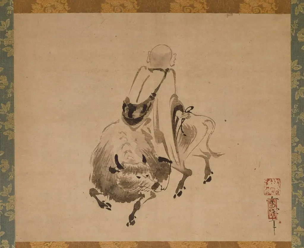 Monk Riding Backward on an Ox