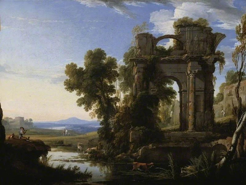 Landscape with classical ruins, by Pierre Patel, oil, 1640
