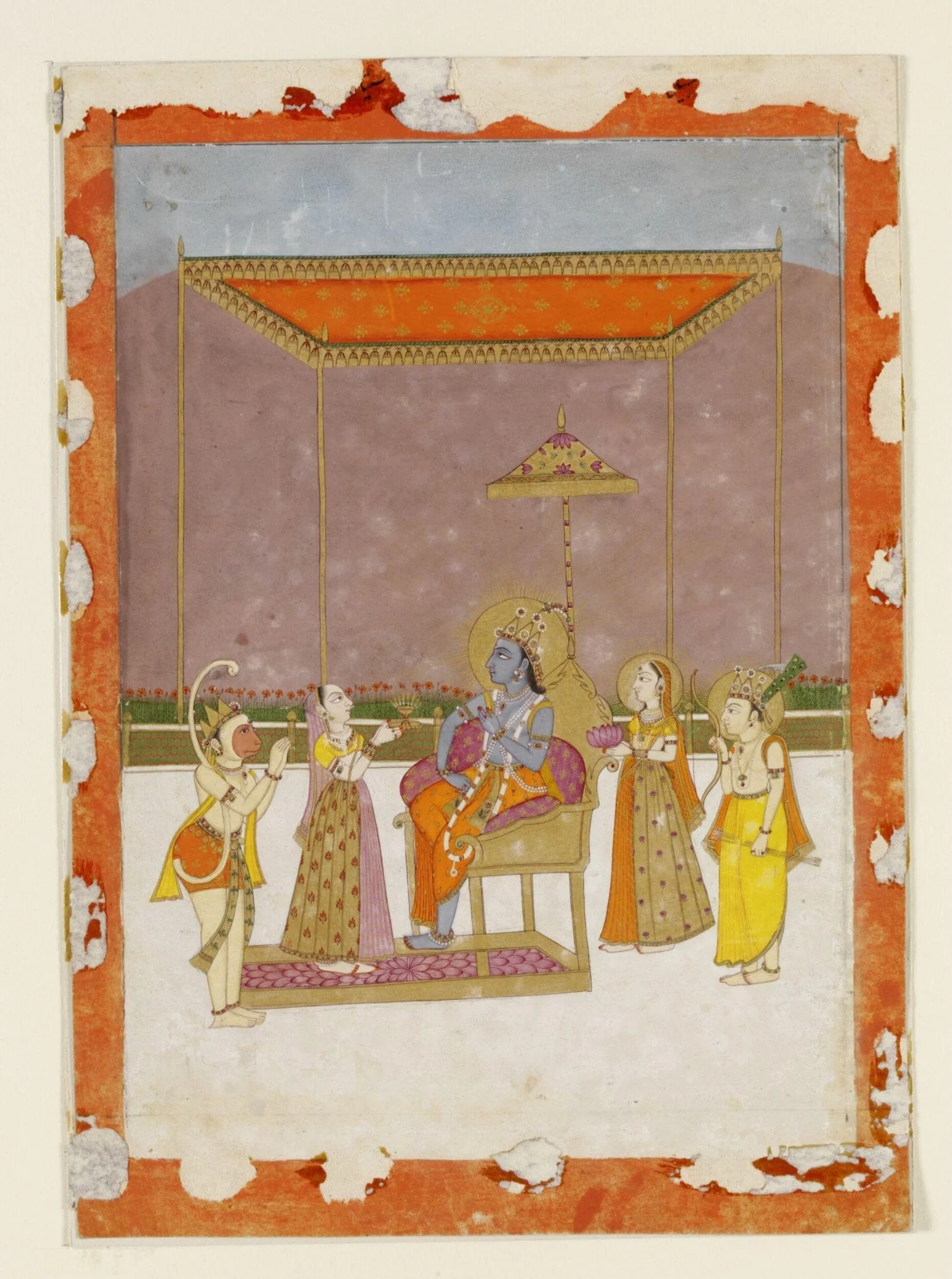 Rama, Sita, Lakshman and Hanuman, by Unknown, paint, 1765