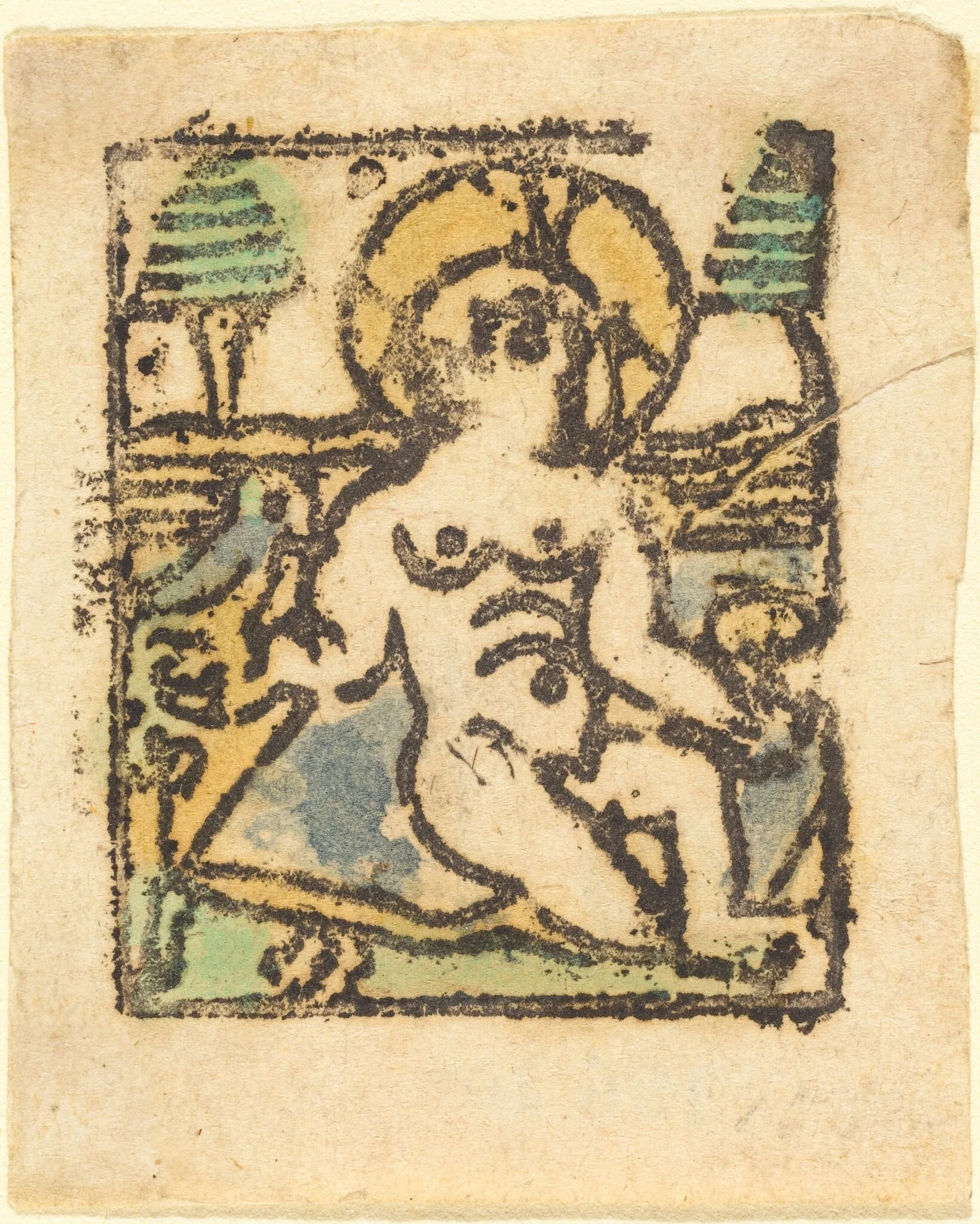 Christ Child with Bird, by German 15th Century, ink, 1480
