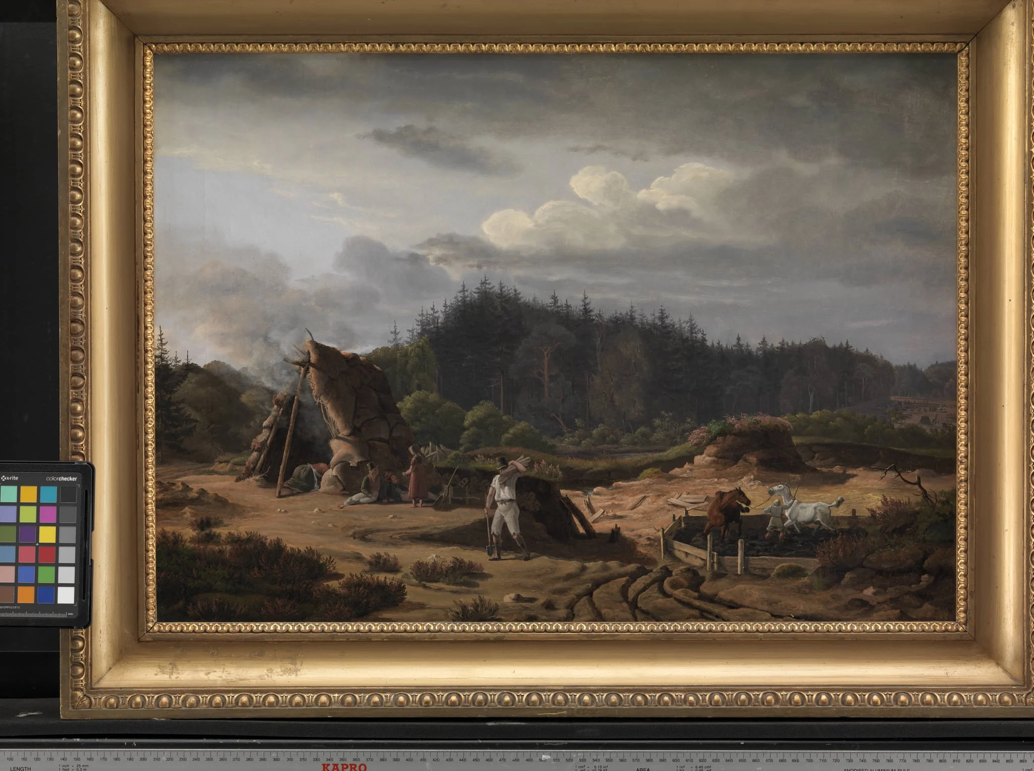 A Bog with Peat Cutters. Høsterkøb, North Zealand, by Unknown, 1828