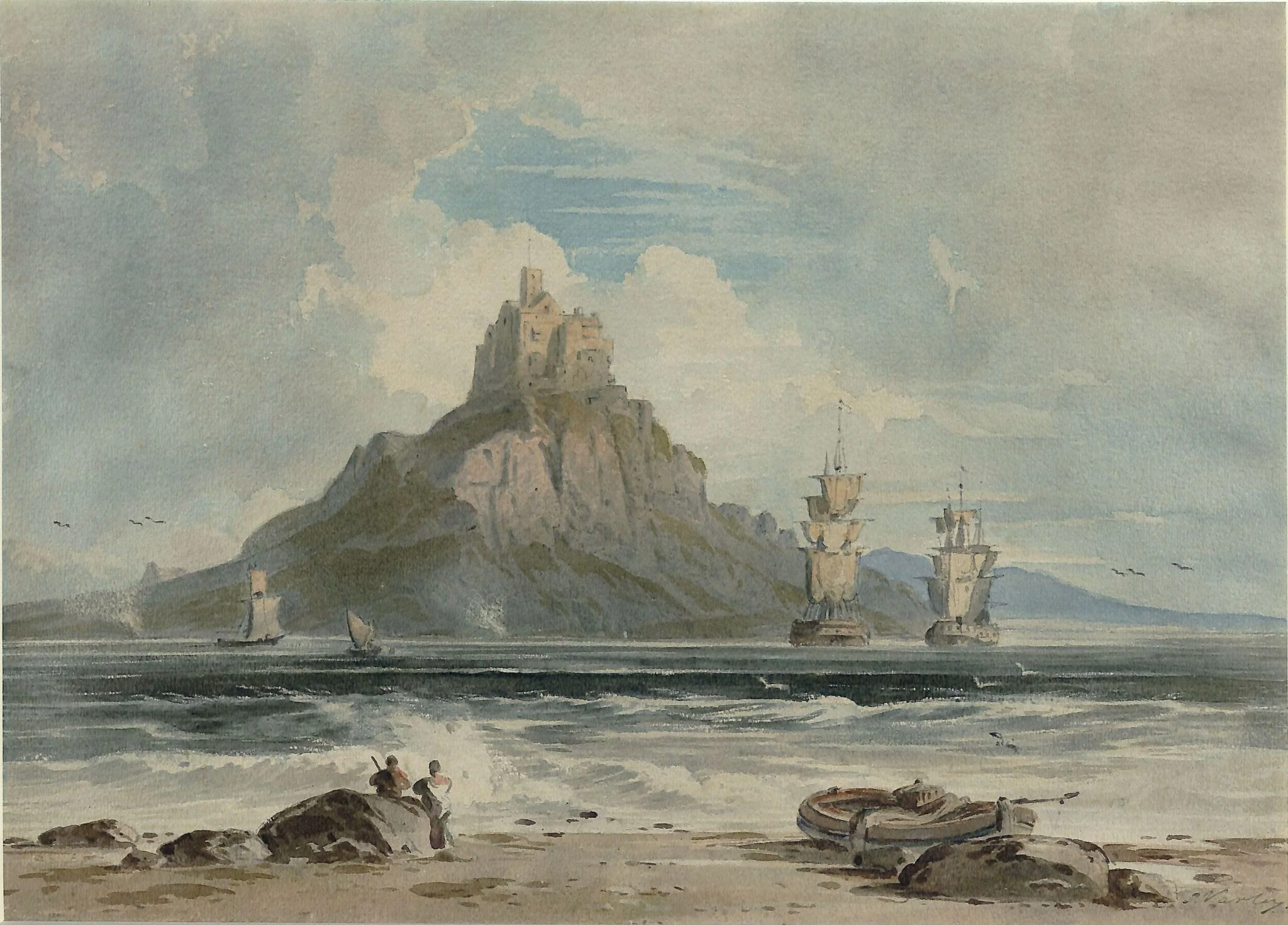 St Michael's Mount, by John Varley, watercolor, 1800