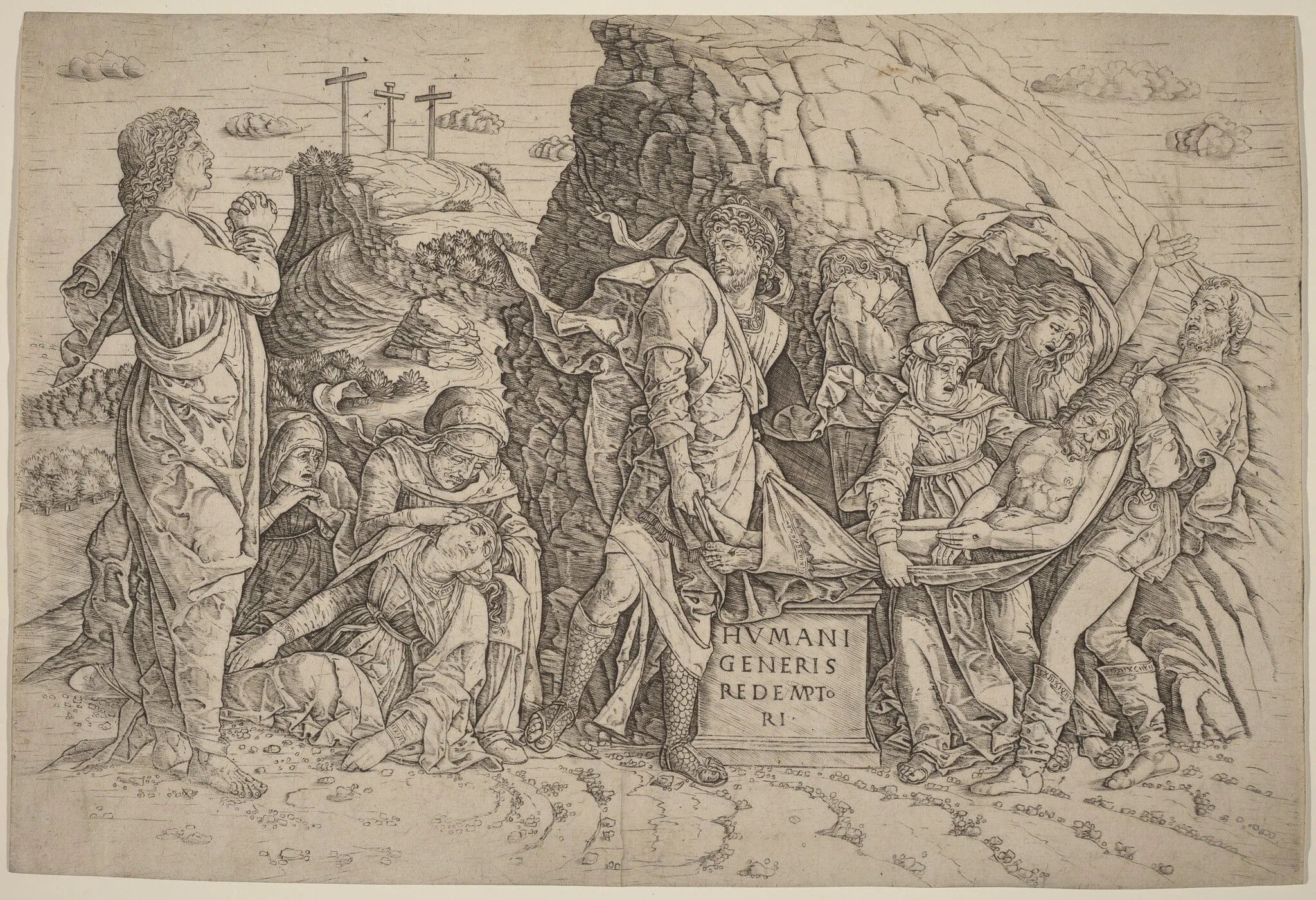 The Entombment, by Giovanni Antonio da Brescia, ink, 1509