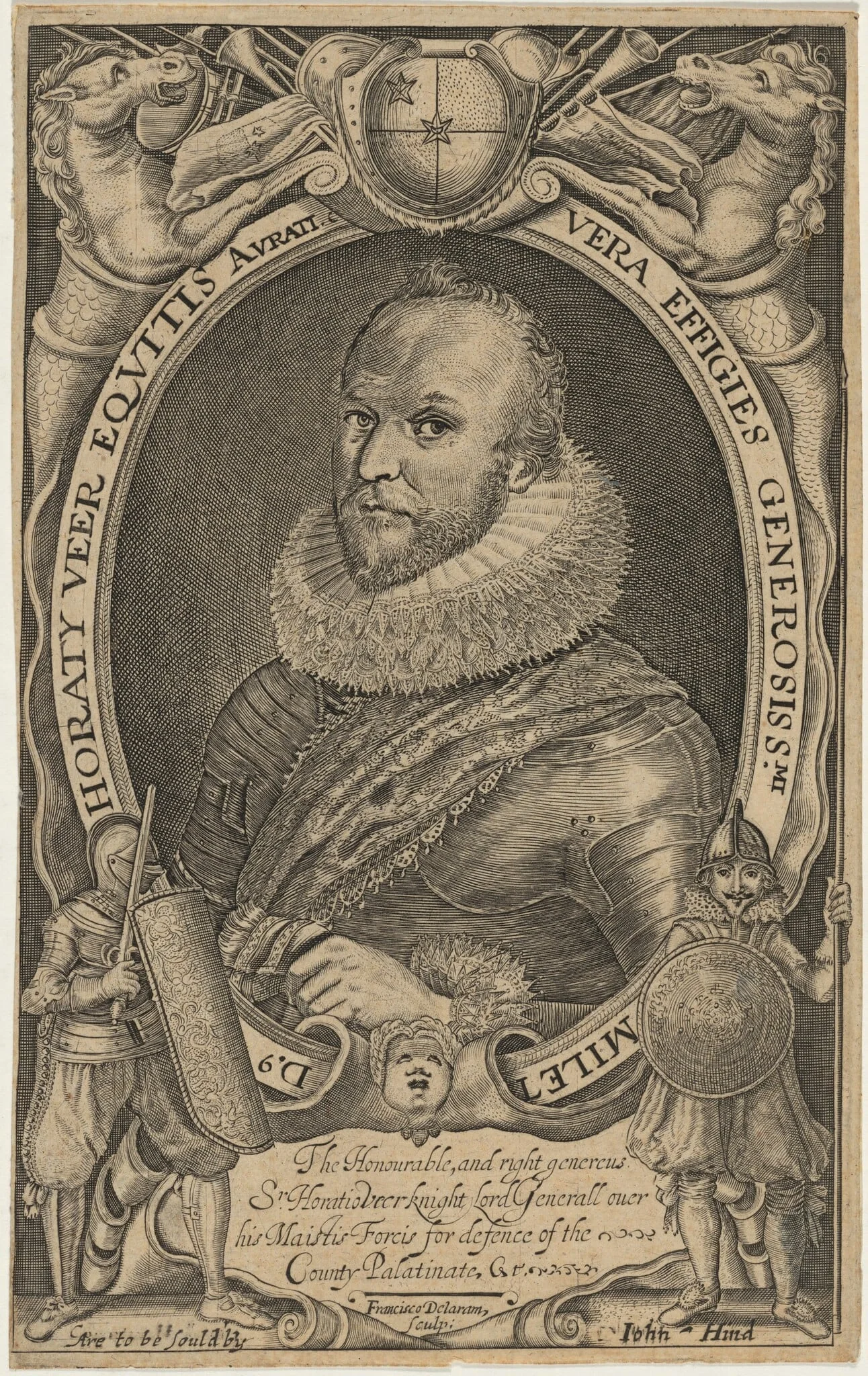 Horaty Veer, Equitus (Horace Vere, Lord Vere of Telbury), by Francis Delaram, ink, 1608