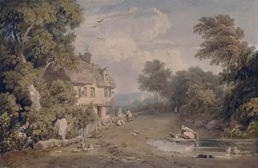 Landscape with cottage and figures