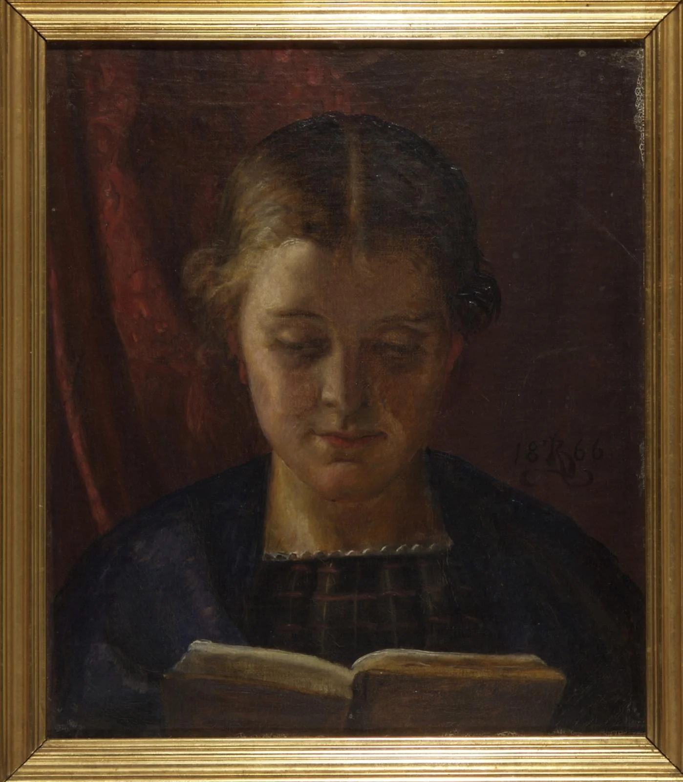 Elisabeth Zahrtmann, kunstnerens søster, læsende, by Unknown, 1866