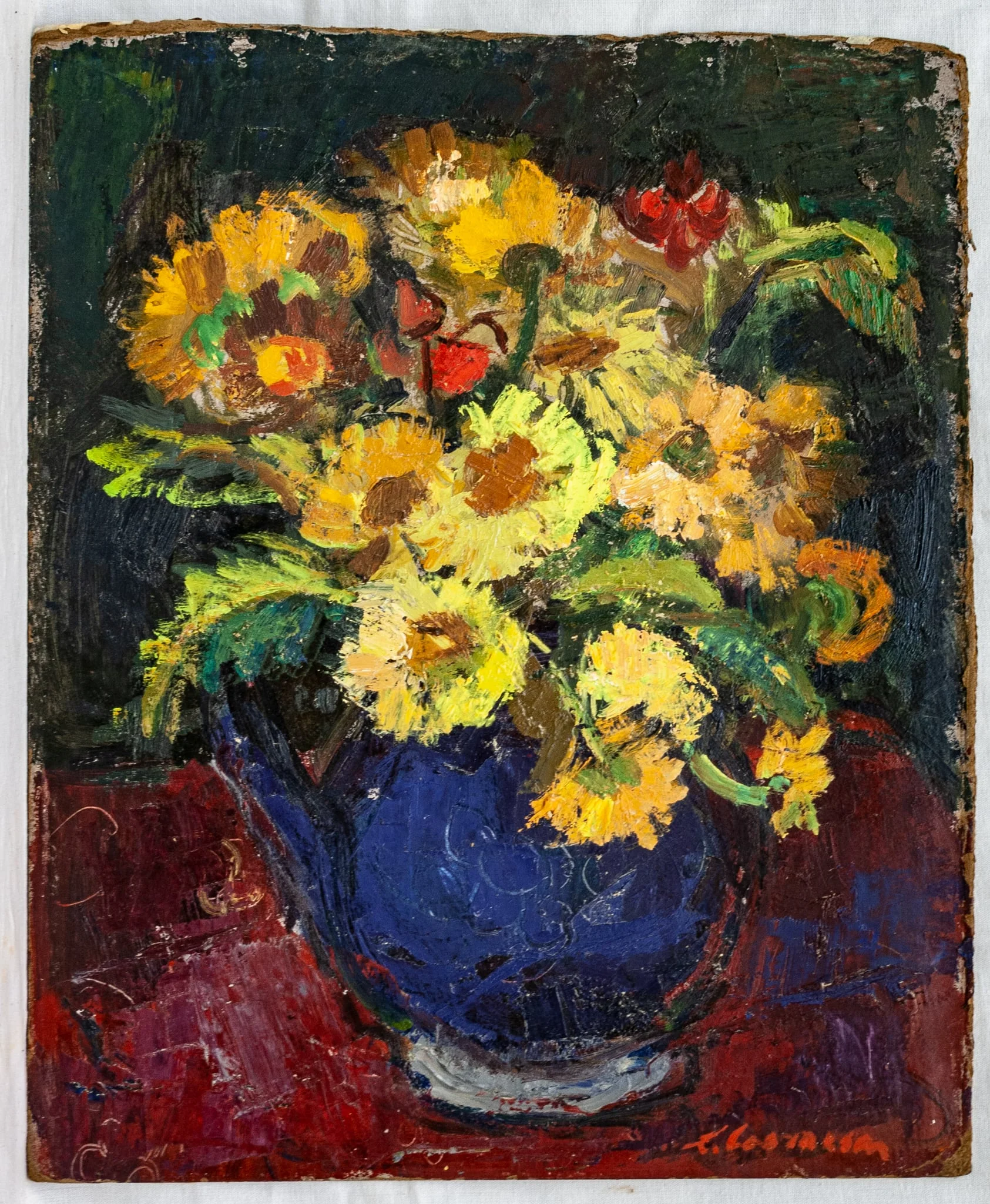Flori în ulcică albastră, by Lucia Cosmescu, unspecified