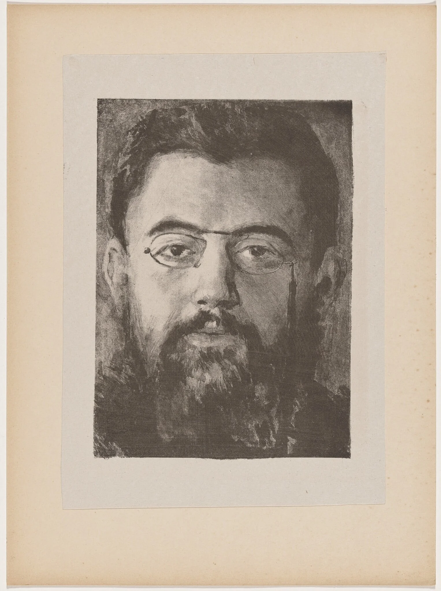 Tête d'homme (Head of a Man), by Camille Bourget, ink, 1895
