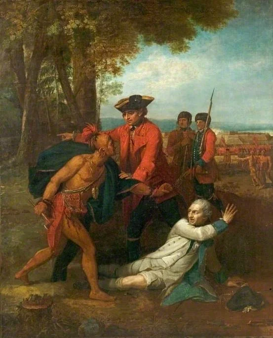 General Johnson Saving a Wounded French Officer from a North American Indian