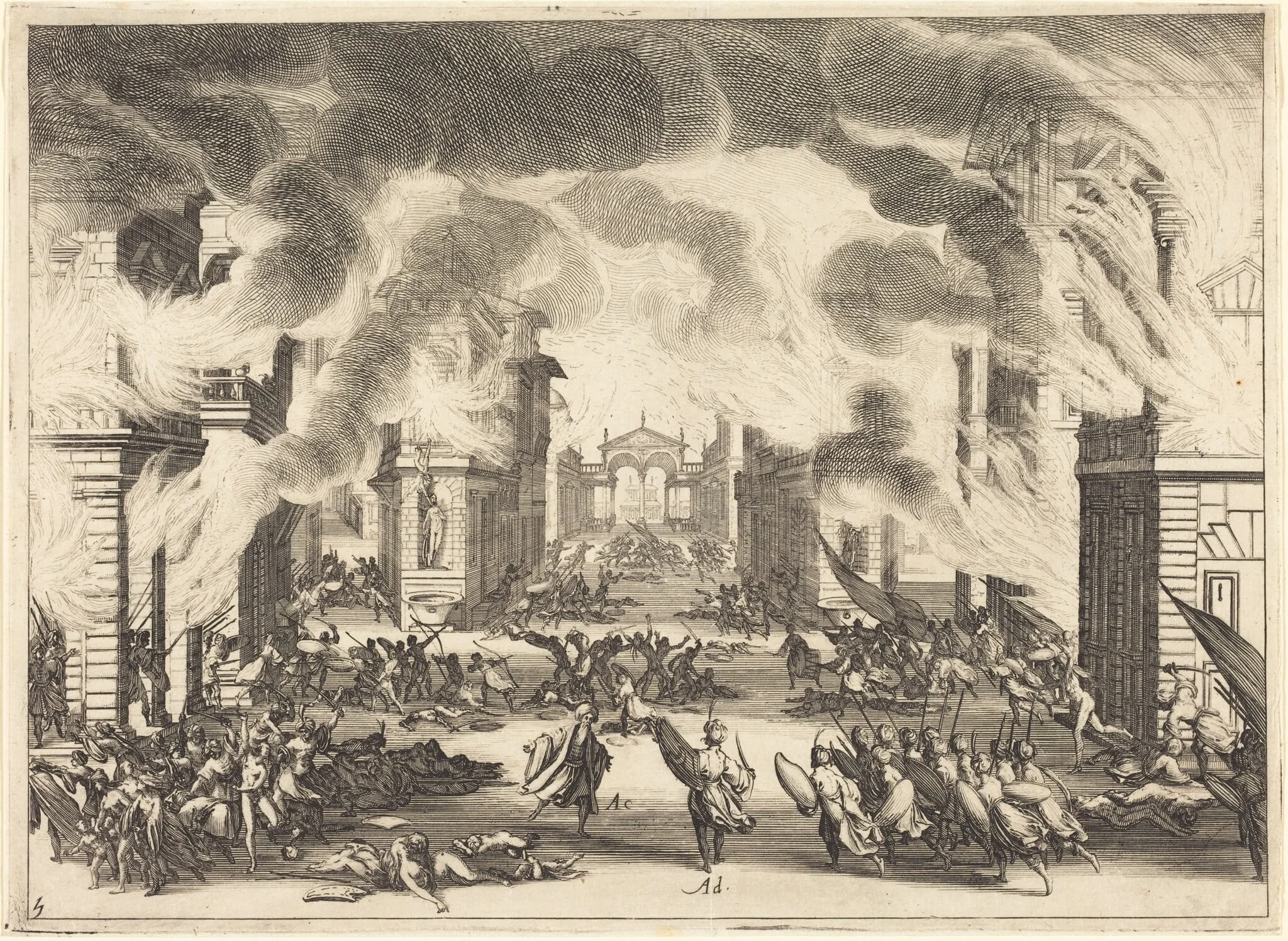 Il Solimano, Act V, by Jacques Callot, ink, 1620