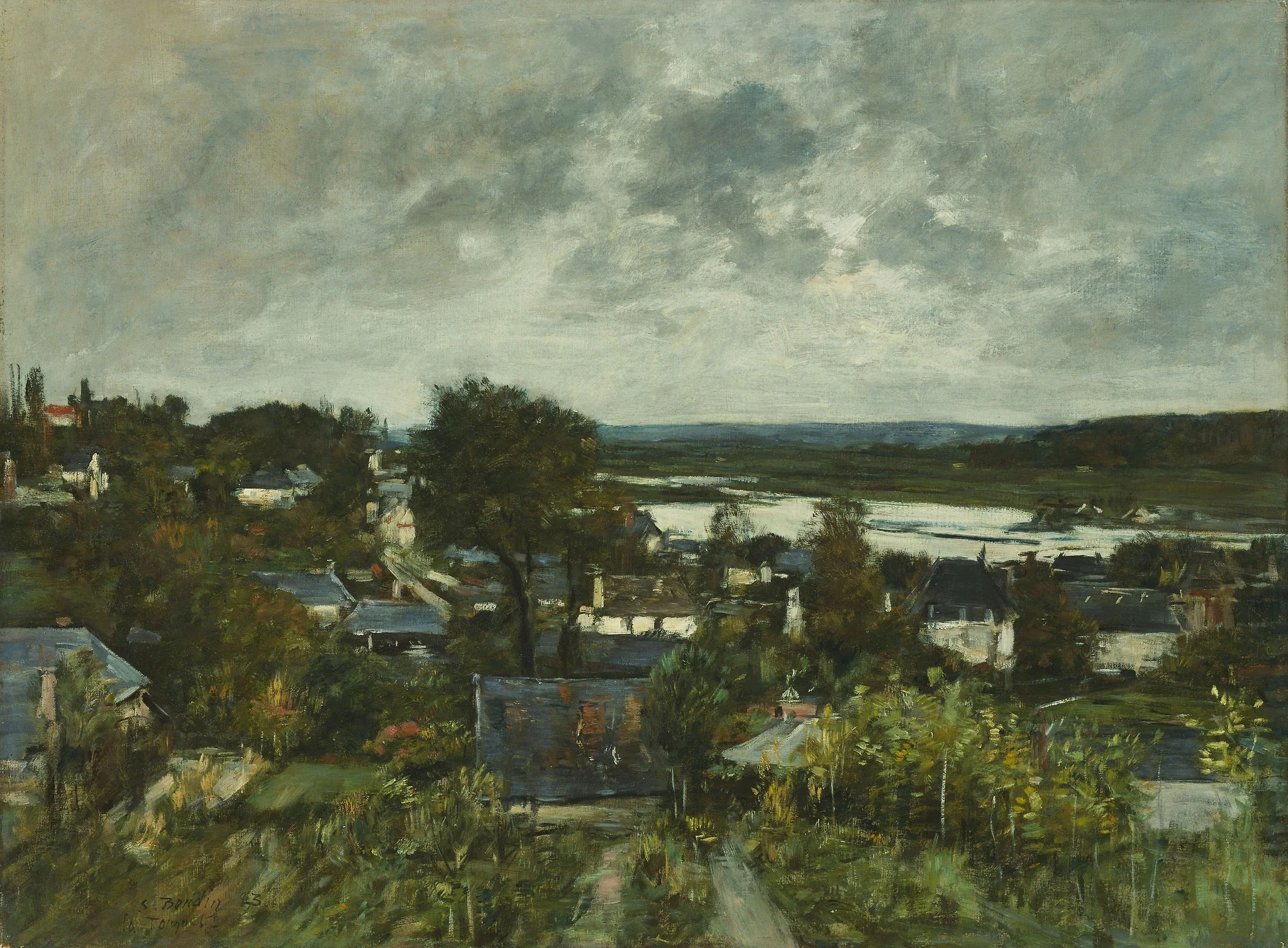 La Touques near Deauville, by Eugène Boudin, oil, 1892