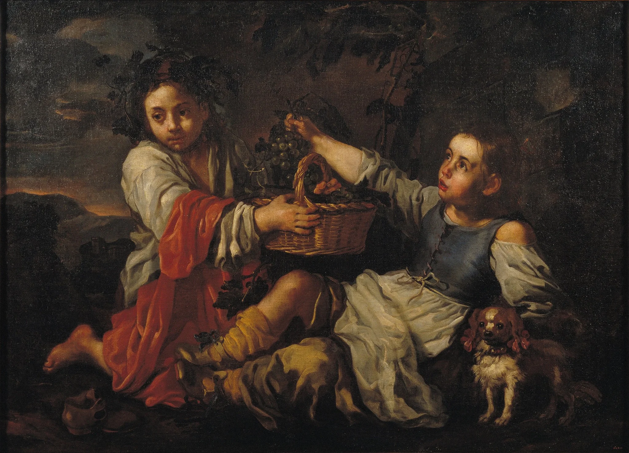Children with Grapes, by Bernhard Keil, oil, 1650