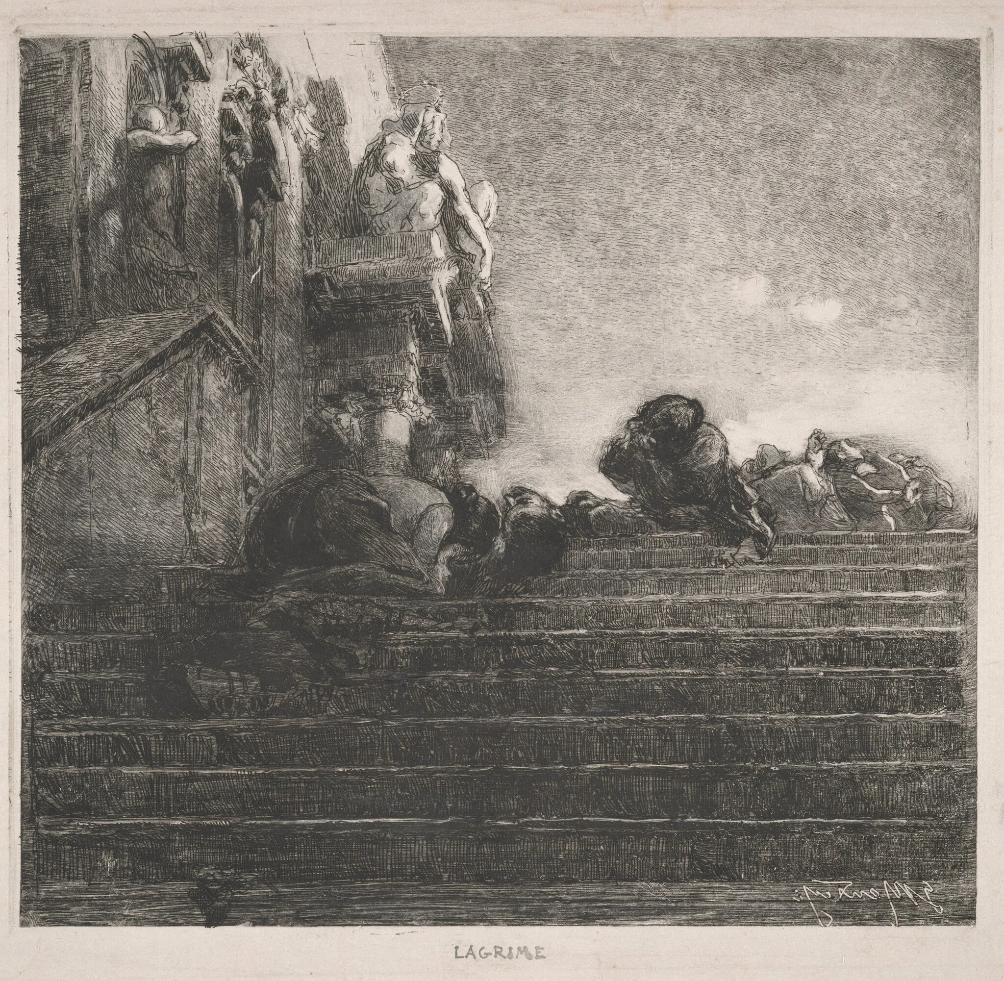 Lagrime (Tears), by Giuseppe Mentessi, ink, 1894
