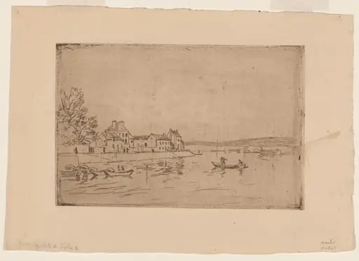 On the Banks of the Loing: Six Boats at their Moorings