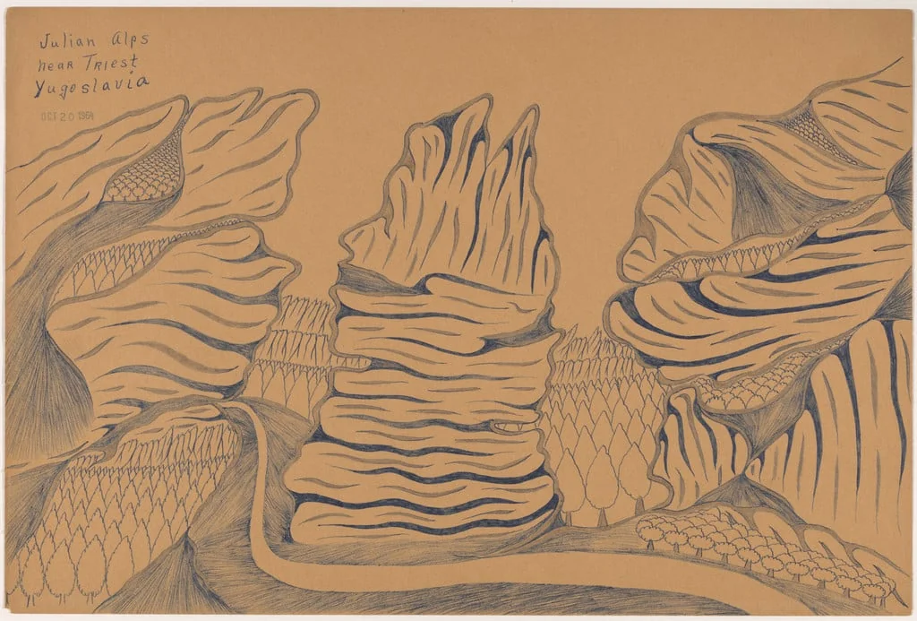 Untitled, by Joseph E. Yoakum, graphite, 1964