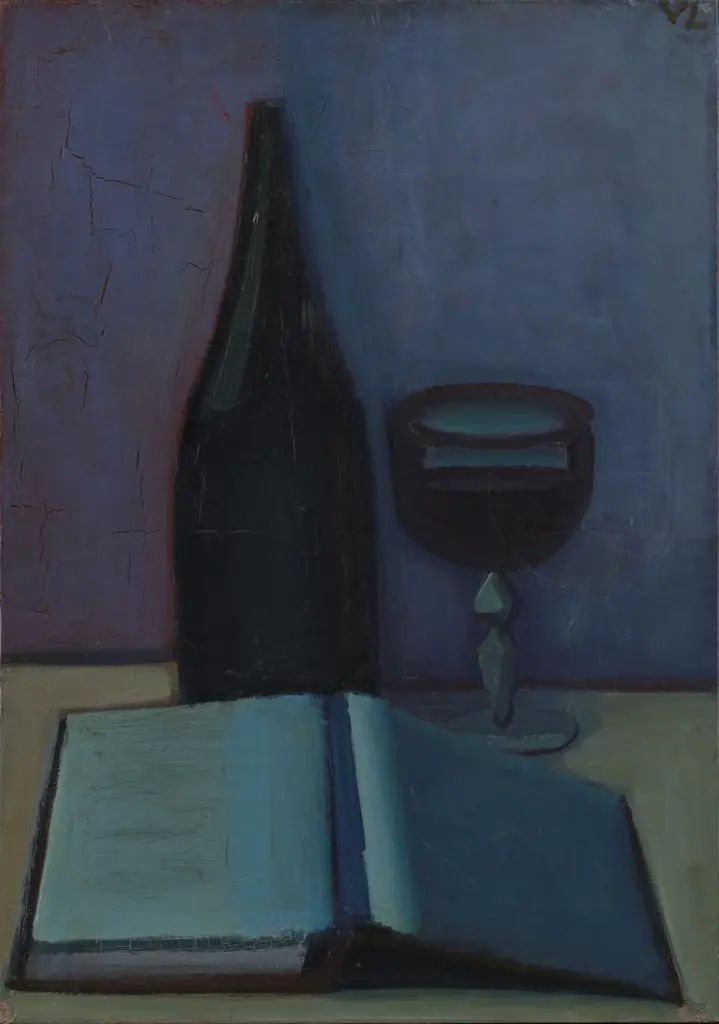 Still Life with a Book, a Glass and a Bottle