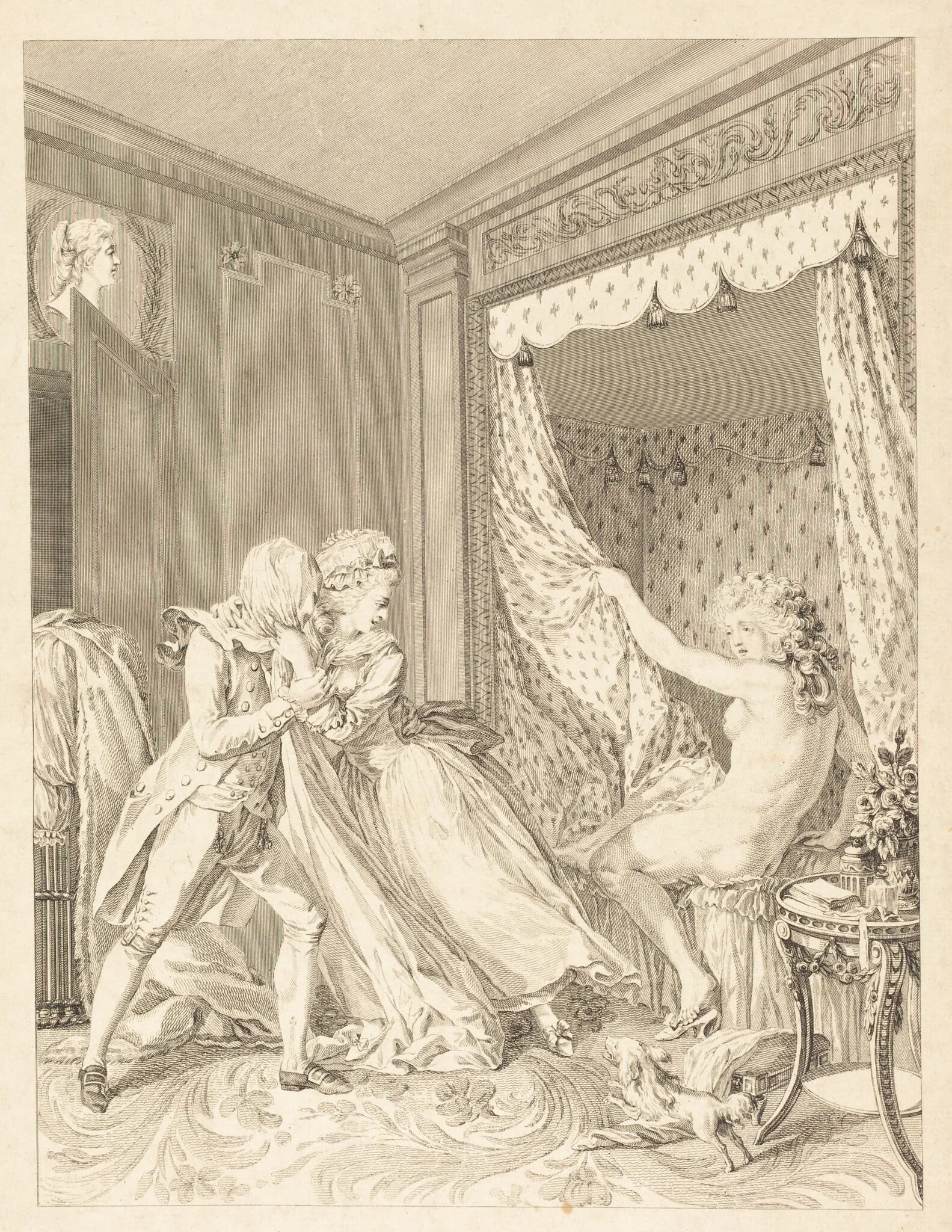 L'Indiscret, by Francois-Nicolas-Barthelemy Dequevauviller, ink, 1786