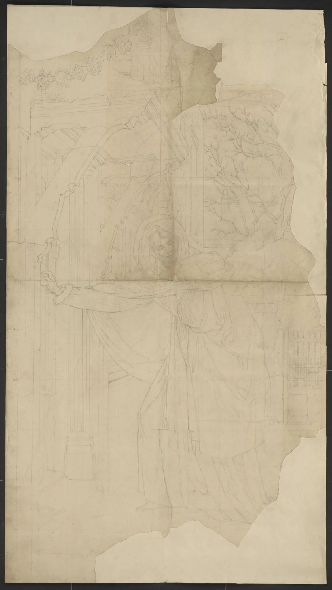 Original cartoon for the decoration of panels in the Grill Room of the Victoria and Albert Museum; "January.", by Edward John, Sir Poynter, 1886