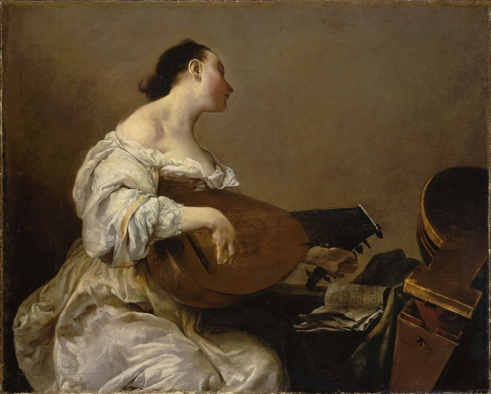 Woman Playing a Lute