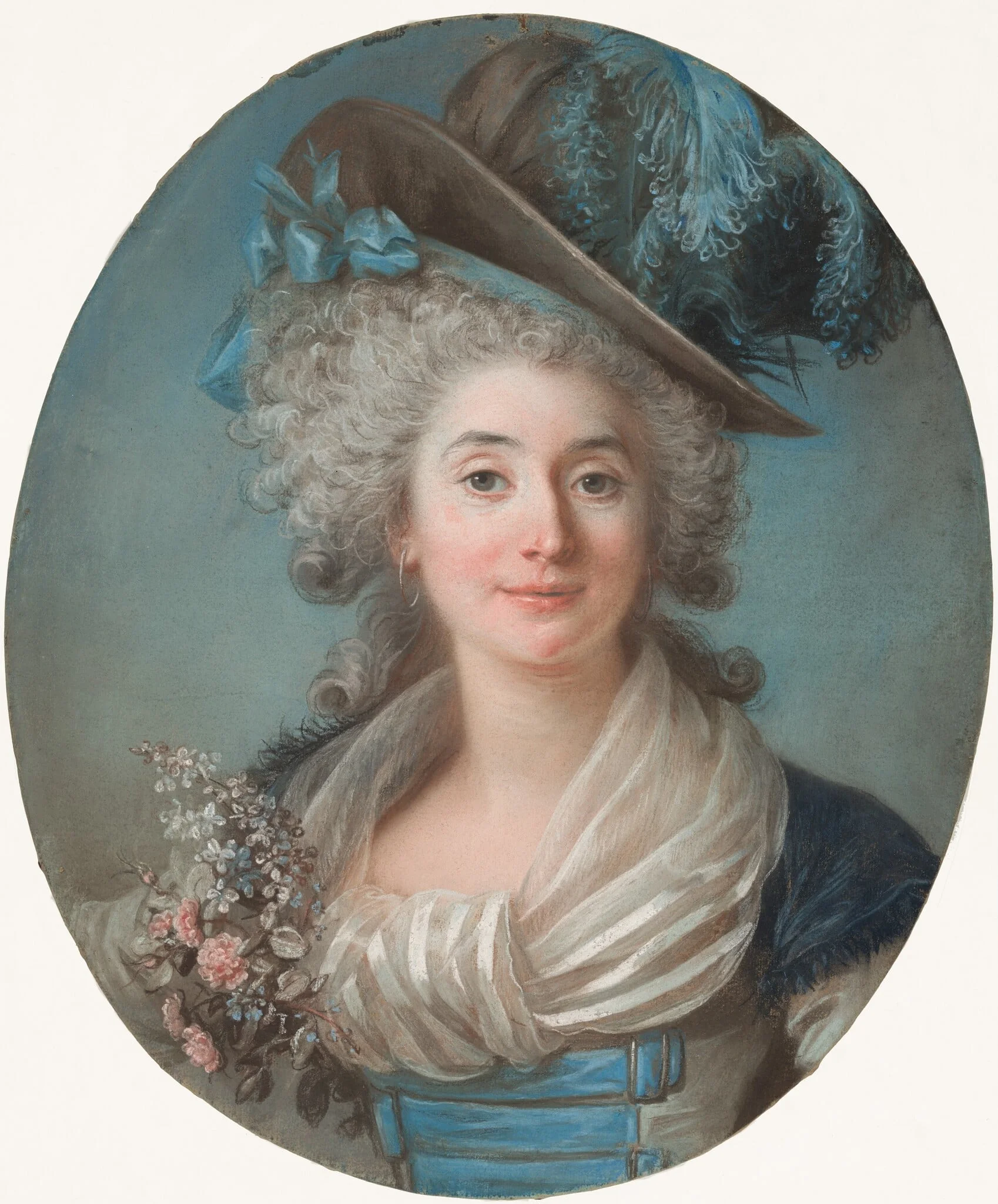A Fashionable Noblewoman Wearing a Plumed Hat, by Adélaïde Labille-Guiard, pastel, 1789