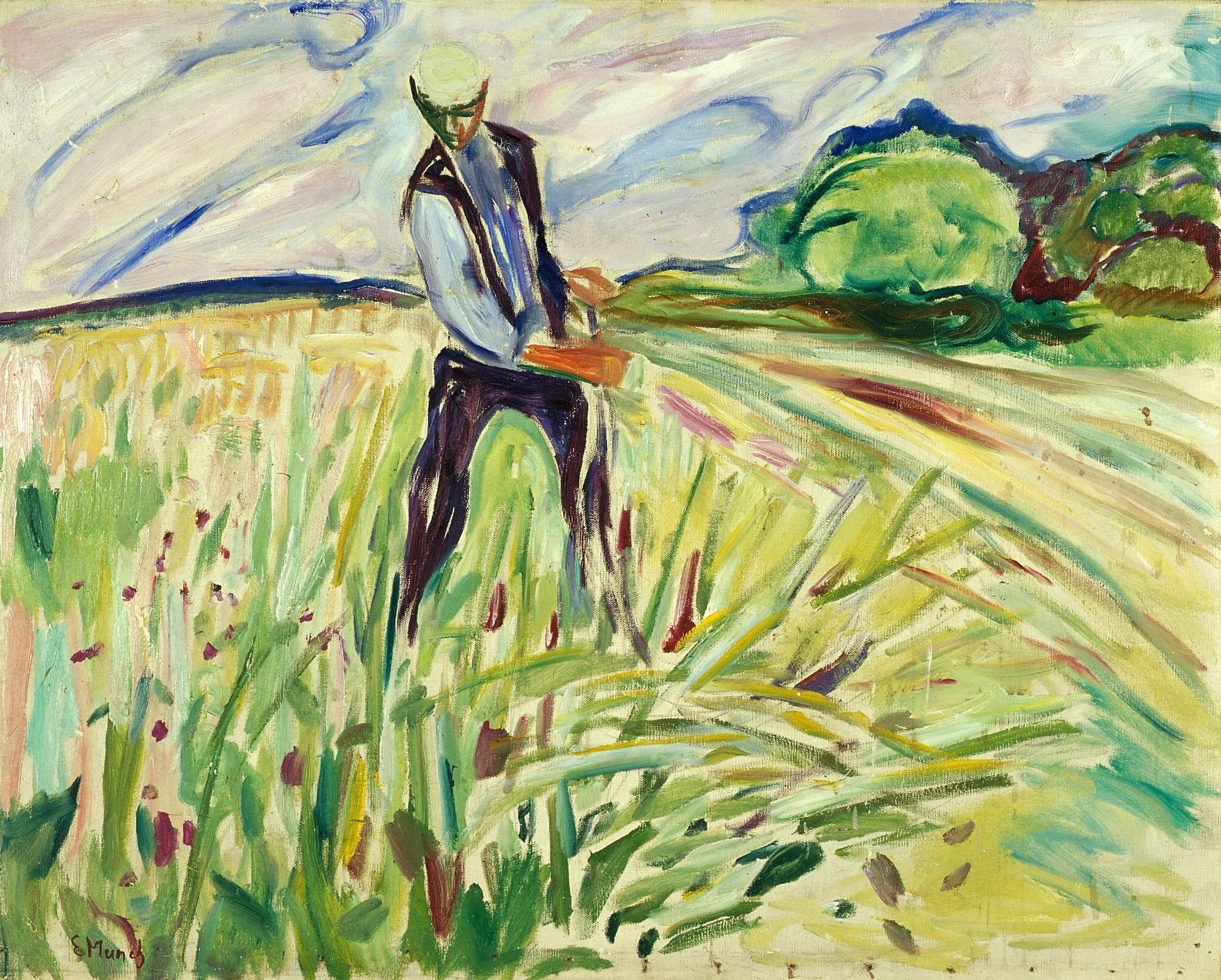 The Haymaker, by Edvard Munch, oil, 1917