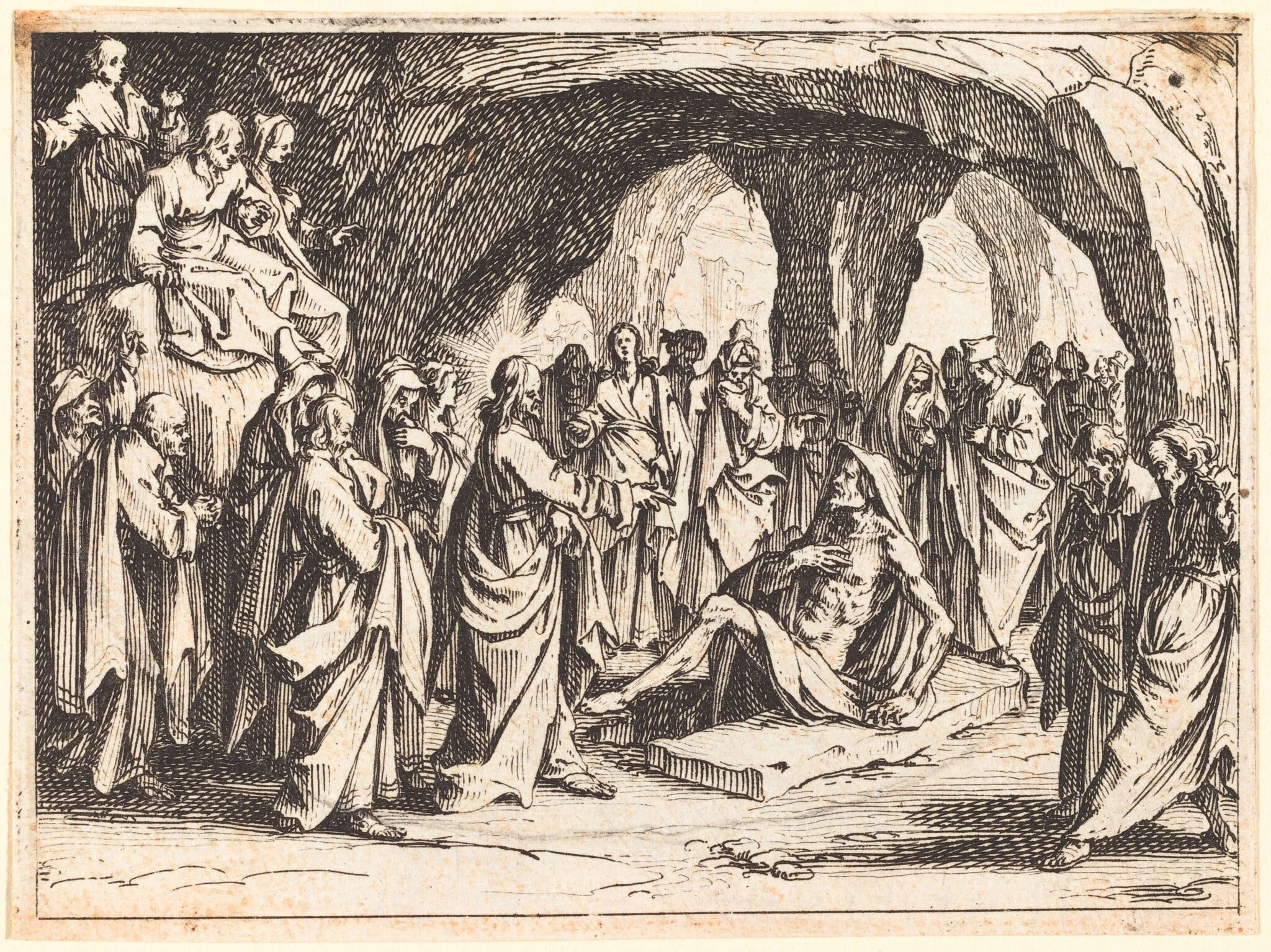 Raising of Lazarus, by Jacques Callot, ink, 1635