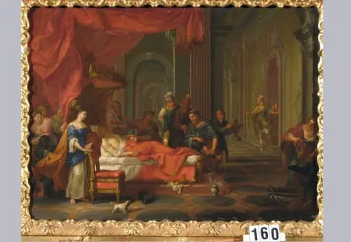 Antiochus pe patul de suferință. Pandant: Sinuciderea Didonei