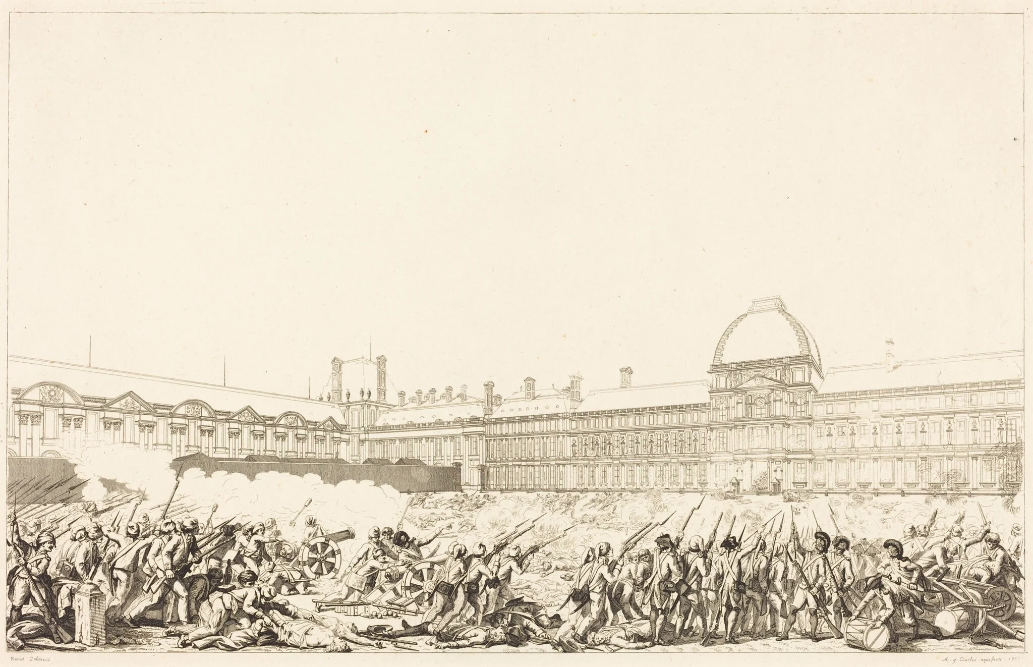 Journée du 10 Aout 1792, by Antoine-Jean Duclos, ink, 1793
