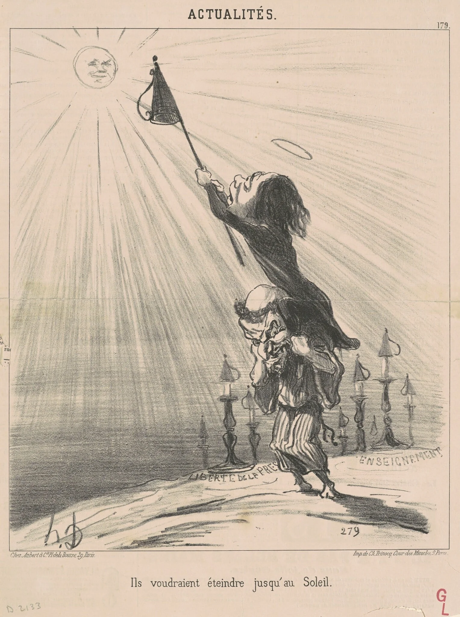 Ils voudraient éteindre jusqu'au soleil, by Honoré Daumier, ink, 1851