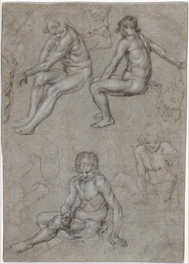 Studies of a Naked Seated Boy, by Jacob de Gheyn II, 1603