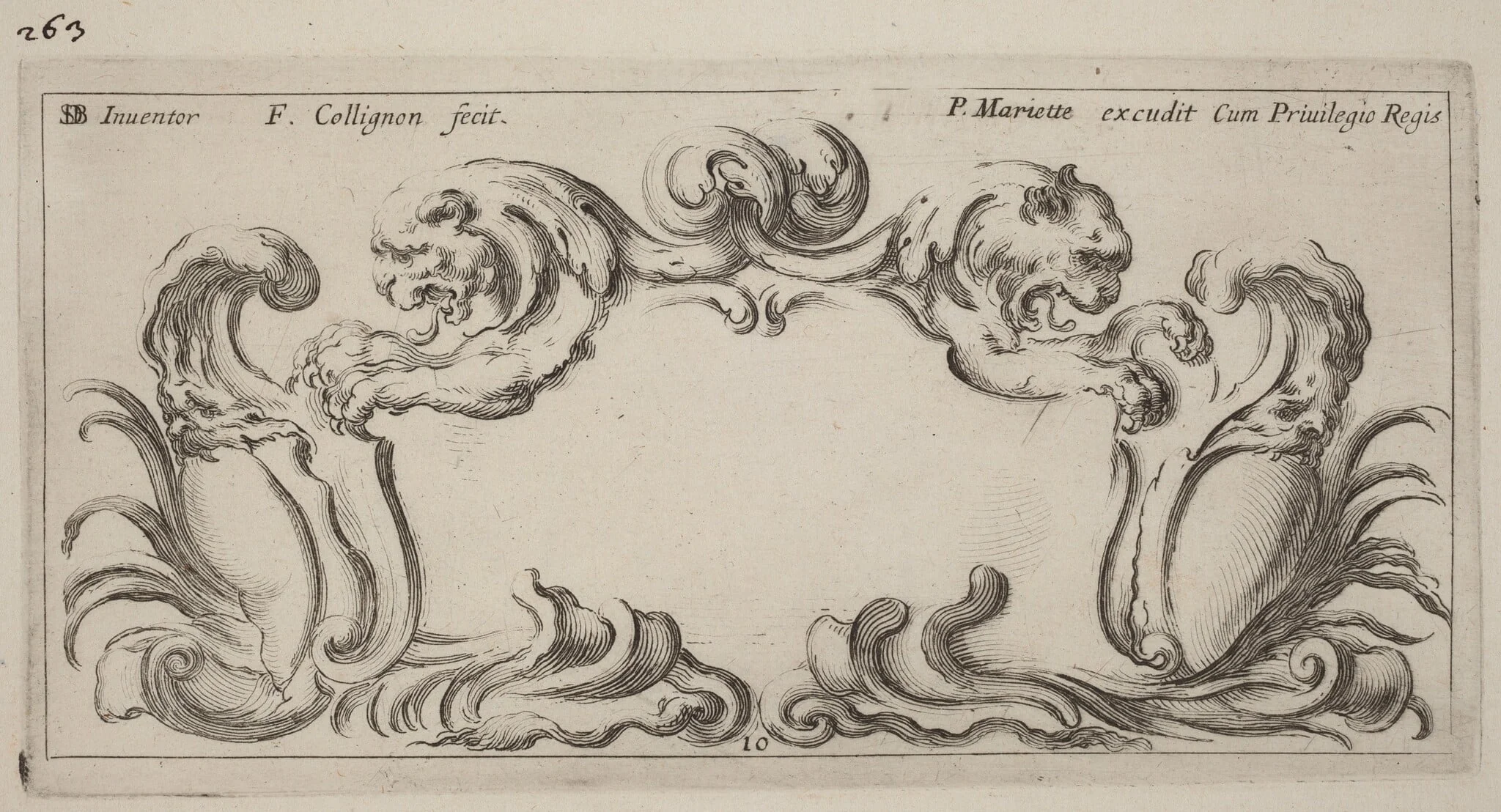 Cartouche, by François Collignon, ink, 1646