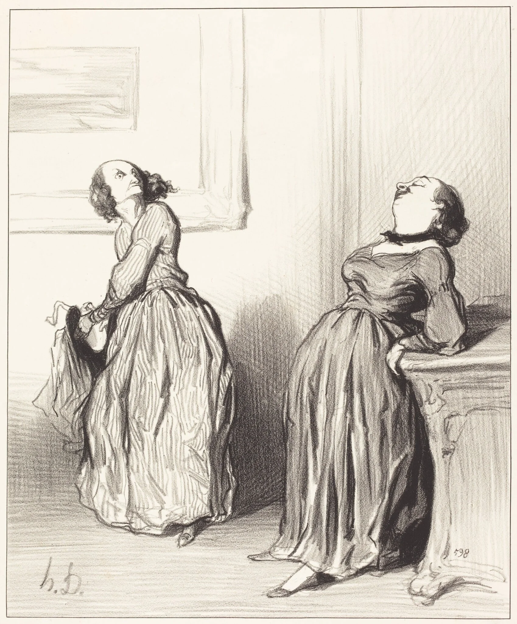 Ah vous trouvez que mon dernier roman n'est pas tout a fait..., by Honoré Daumier, ink, 1844