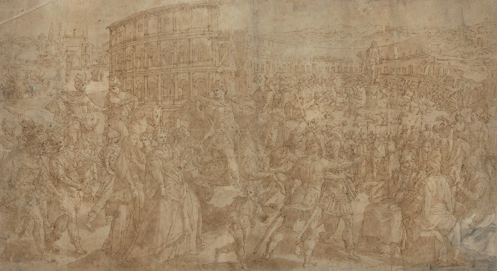 A Roman Triumph, by Maarten de Vos, ink, 1568