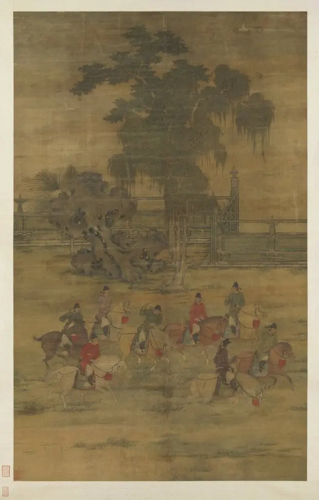 五代梁趙喦八達春遊圖　軸