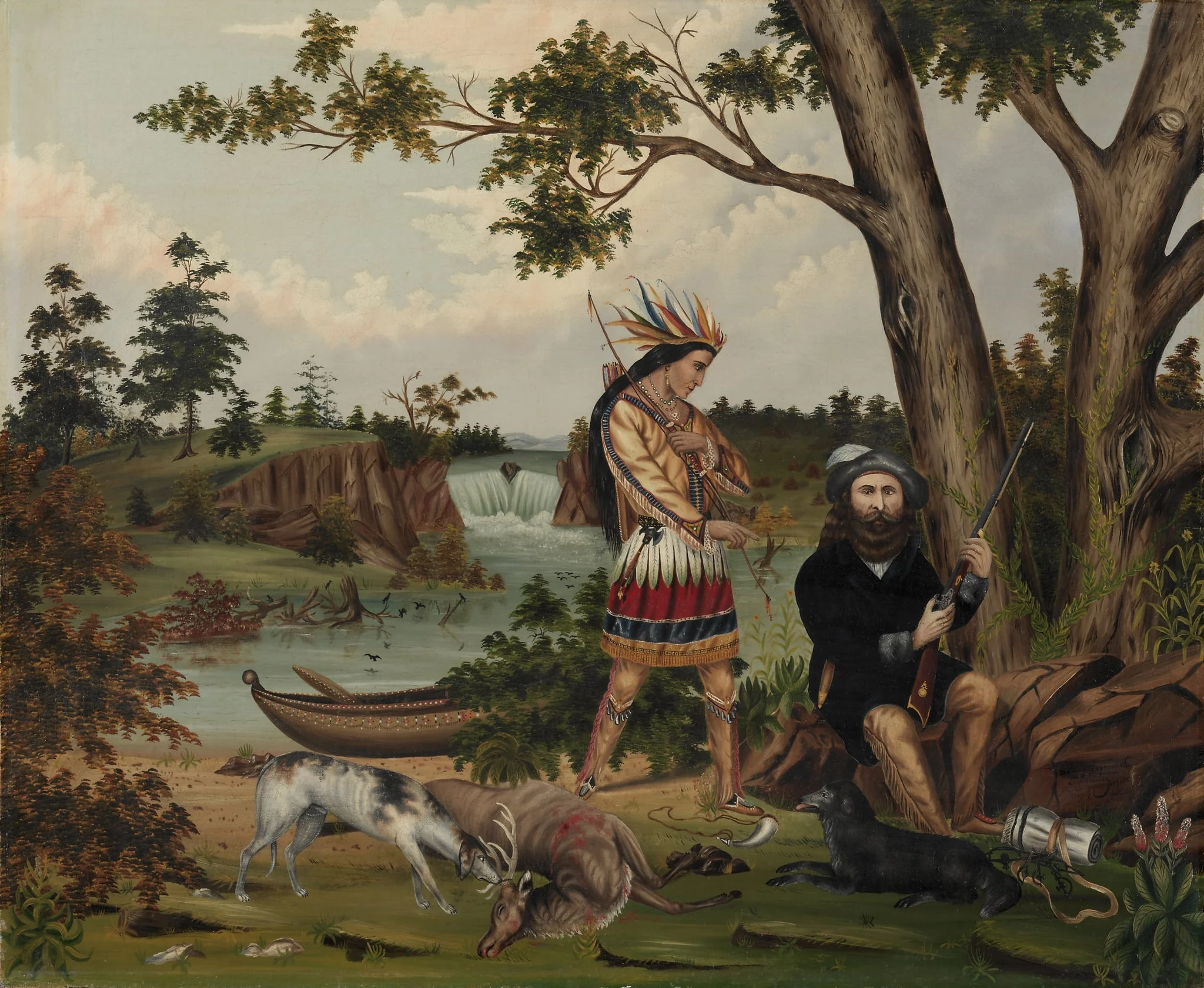 Hunter and Indian Guide, by C. L. Woodhouse, unspecified, 1869