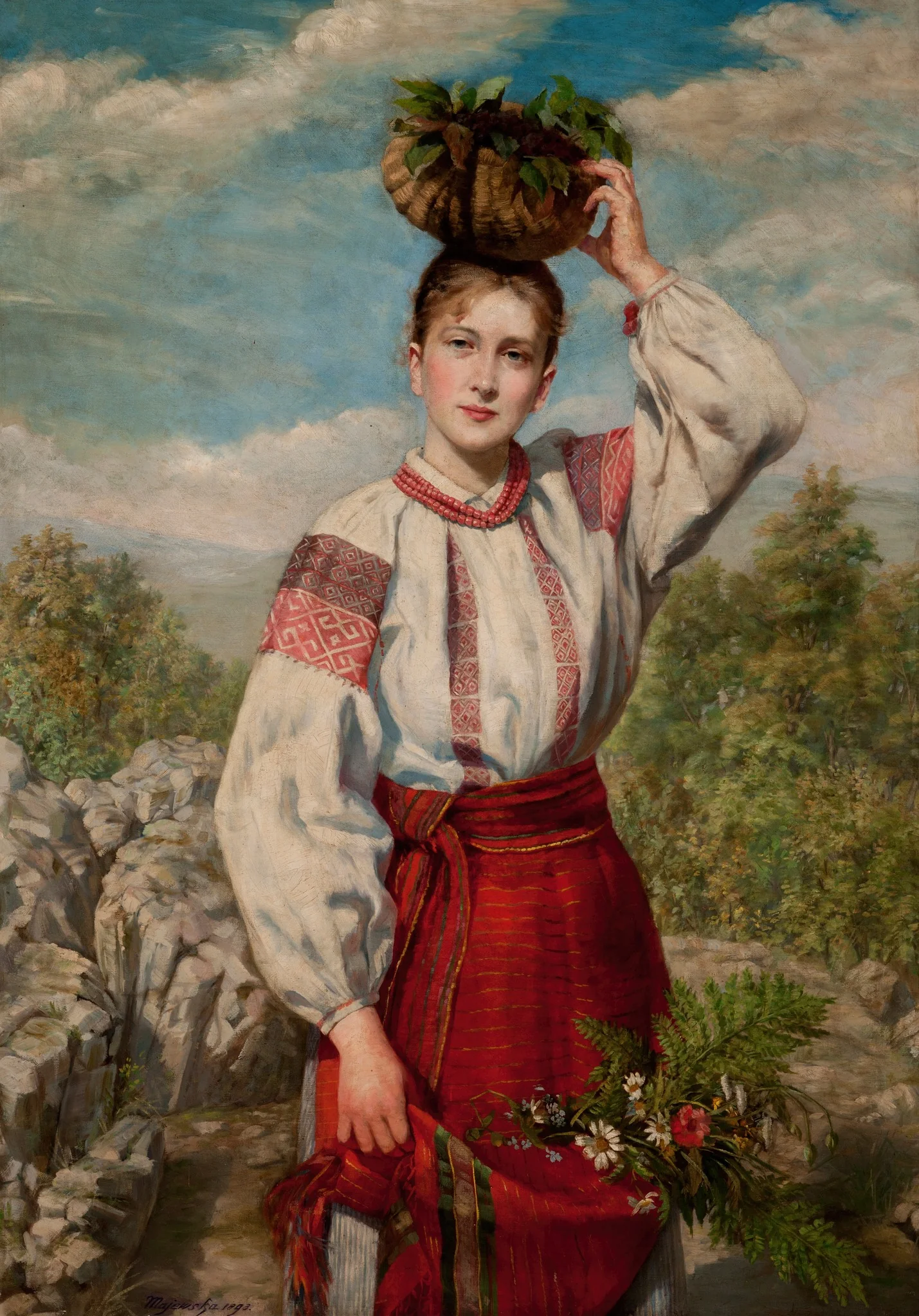 Girl Returning from the Forest, by Unknown, oil, 1897