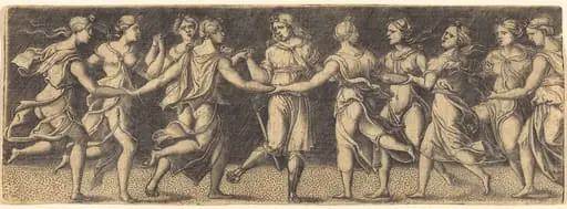 Apollo Dancing with the Nine Muses