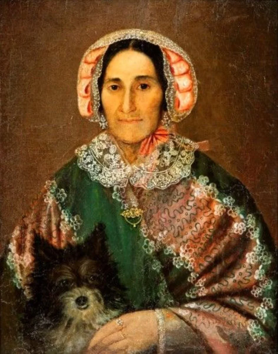 Portret de bătrână cu cățel