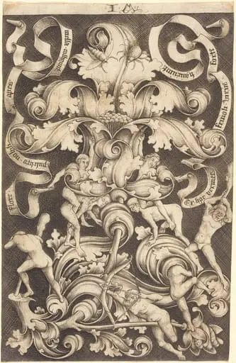 Ornament with Flower and Eight Wild Folk
