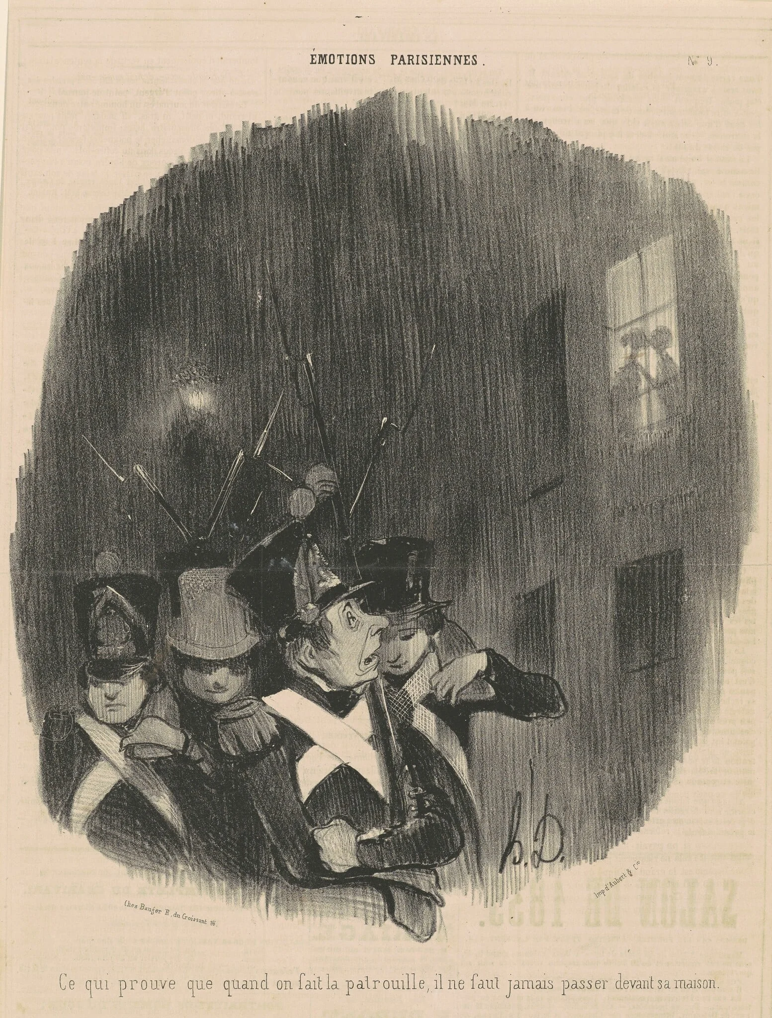 ce qui prouve que quand on fait...patrouille..., by Honoré Daumier, ink, 1839