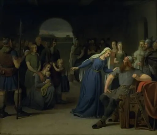 The Danish Queen Thyra Danebod Trying to Soften the Heart of her Husband, Gorm the Old, towards some Christian Captives