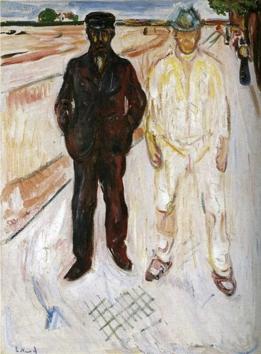 Mason and Mechanic, by Edvard Munch, oil, 1907