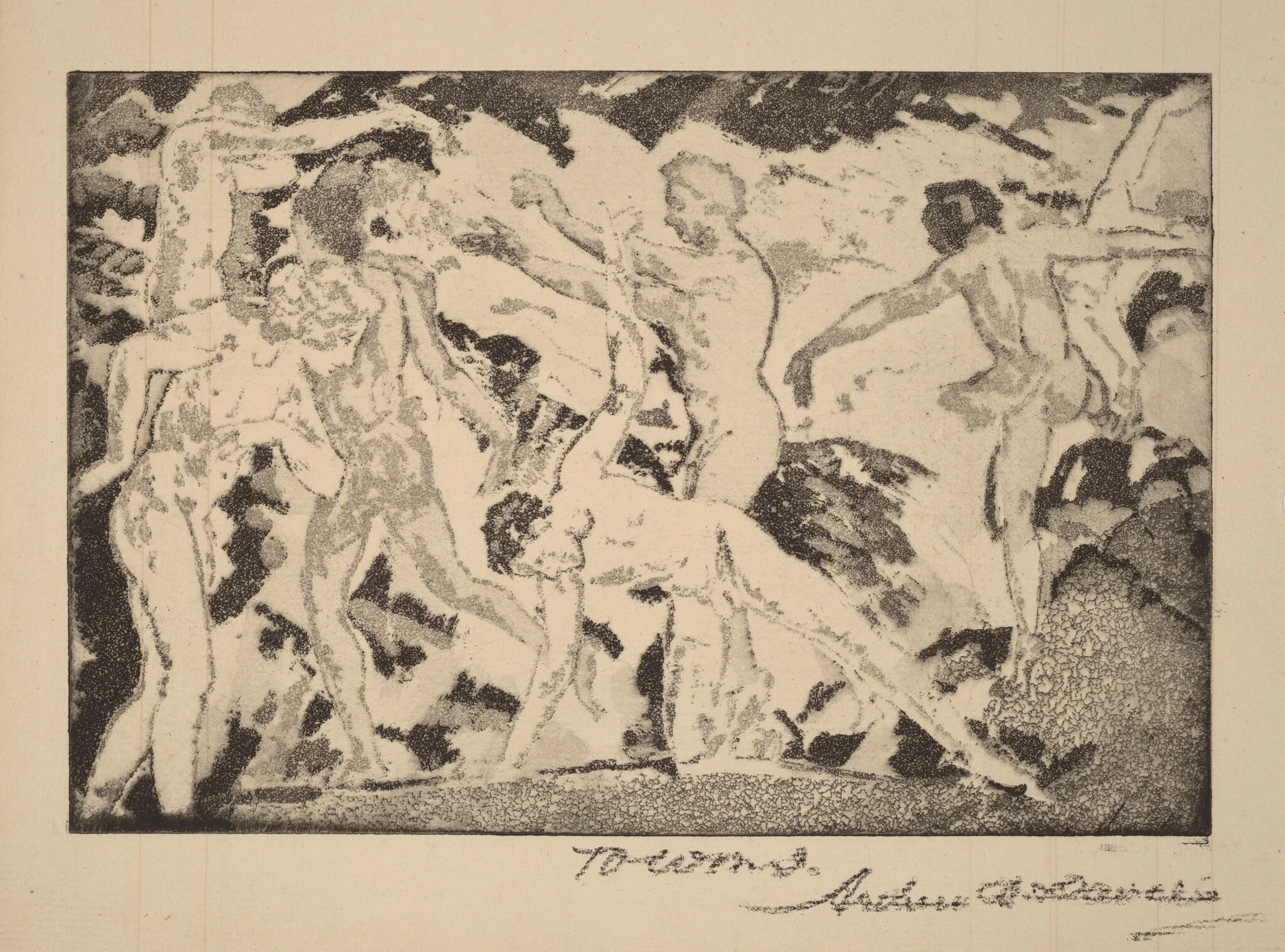 By the Caliban, by Arthur Bowen Davies, ink, 1920