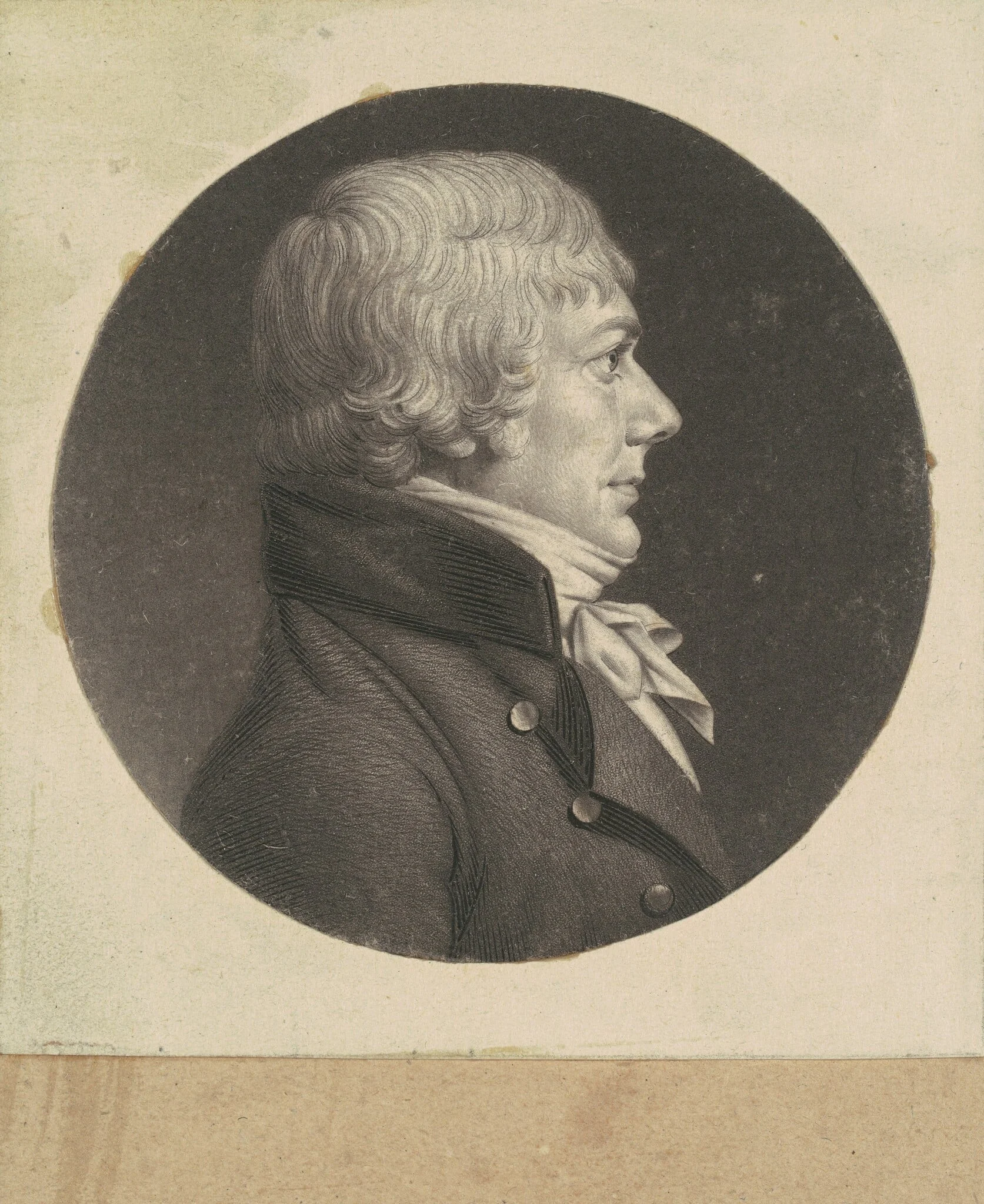 Unidentified Man, by Charles Balthazar Julien Févret de Saint-Mémin, ink, 1800